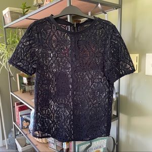 Banana Republic Navy Lace T-Shirt Blouse